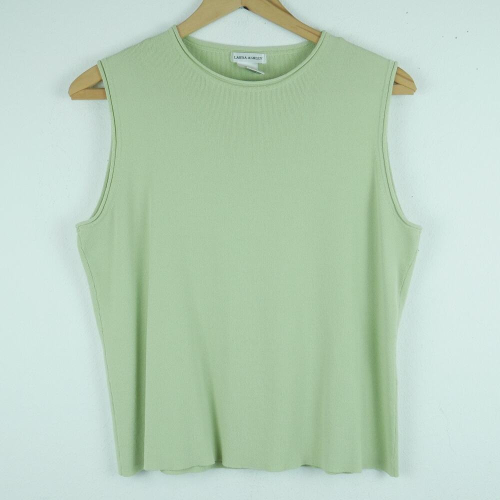 Laura Ashley Medium‎ Top Sage Green Sleeveless Knit Tank Soft Girl Cottagecore
